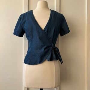 Vintage Expressions Denim Wrap Top – Size 8
